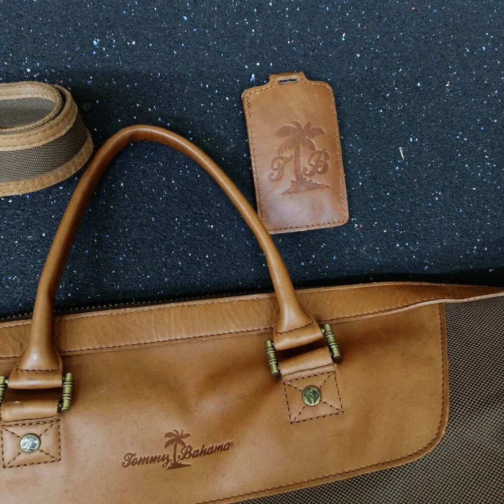 Tommy Bahama PARADISE Travel Bag Luggage Carry on Shoulder Strap Canvas Leather